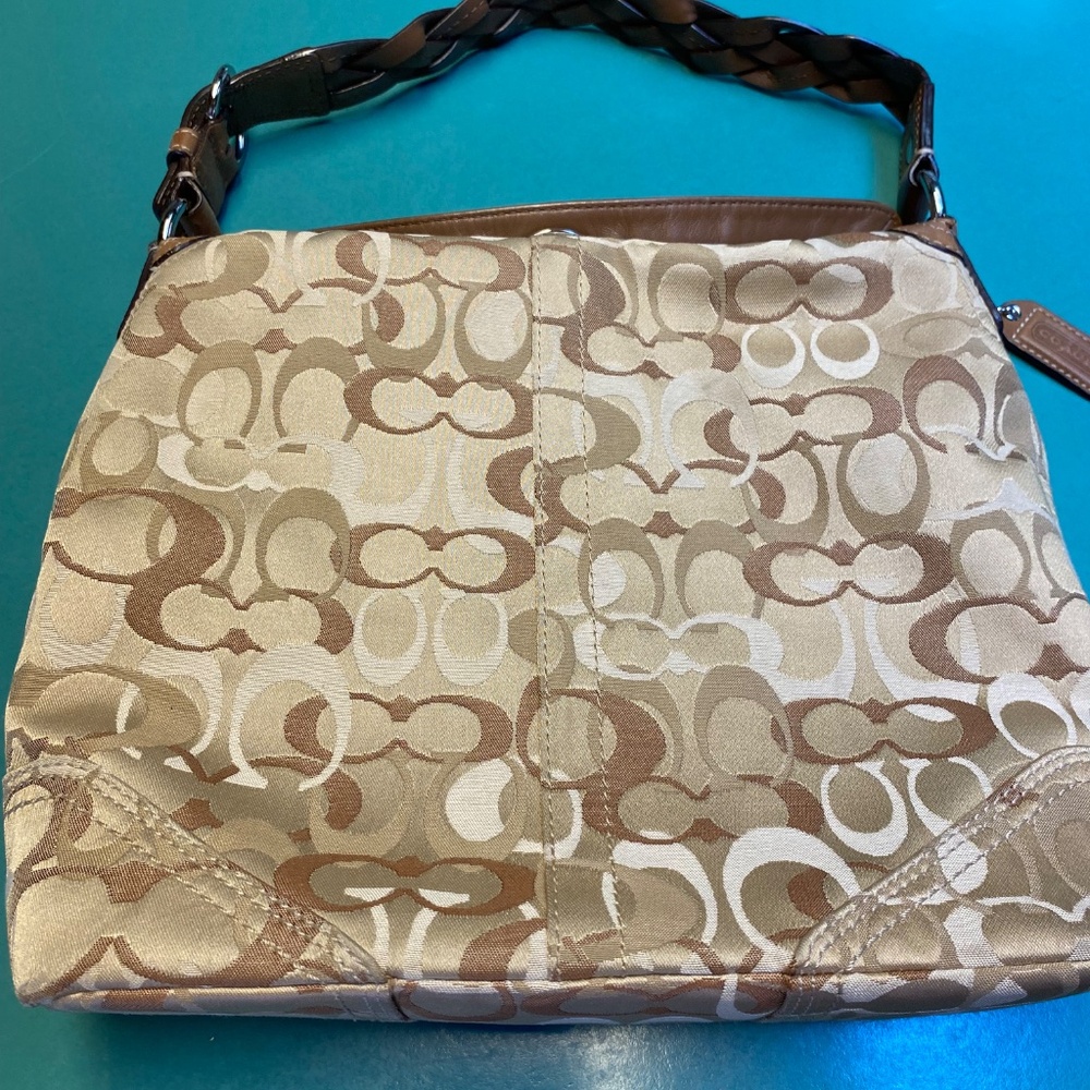 Coach Chelsea Hobo Signature Jacquard Shoulder Bag - Beige/Tan - Picture 2 of 5